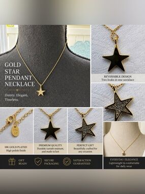 Kate Spade Gold Tone CZ Crystal Star Pendant Necklace Chic Fashion Trendy Style